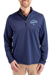 Cutter and Buck Los Angeles Dodgers Mens Blue 2025 World Series Champions Virtue Eco Pique Stripe..