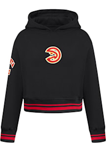 Pro Standard Atlanta Hawks Girls Black Retro Classics Long Sleeve Hooded Sweatshirt