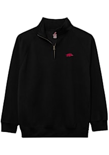 Arkansas Razorbacks Mens Black Essentials Embroidery Long Sleeve Qtr Zip Pullover