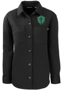 Cutter and Buck Seattle Sounders FC Womens Black Roam Shirt Light Weight Jacket