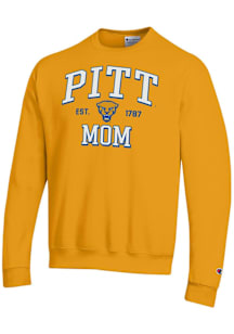 Champion Pitt Panthers Mens Gold EST Date Mom Powerblend Long Sleeve Crew Sweatshirt