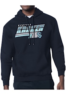 Starter Seattle Kraken Mens Navy Blue Push Long Sleeve Hoodie