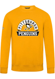 Levelwear Pittsburgh Penguins Mens Gold Zane Banner Arch Long Sleeve Crew Sweatshirt