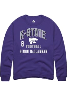 Simon McClannan Rally Mens Purple K-State Wildcats NIL Arch Logo Player Crew