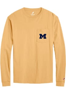 Mens Gold Michigan Wolverines Pocket Wordmark Tee