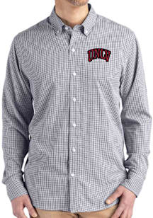 Mens USC Trojans Black Cutter and Buck Gingham LS Woven Long Sleeve Dress Shirt