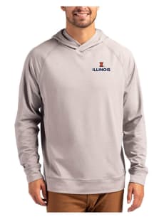 Mens Illinois Fighting Illini Grey Cutter and Buck Adapt Knit Hood Hooded Sweatshirt