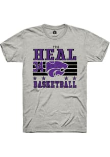 Tess Heal Rally Mens Ash K-State Wildcats NIL Striped Player T Shirt
