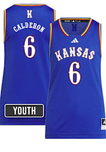 Samis Calderon  Adidas Kansas Jayhawks Youth NIL Name And Number Blue Basketball Jersey