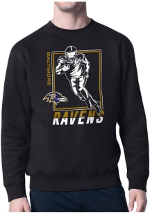 Starter Baltimore Ravens Mens Black Grid Long Sleeve Crew Sweatshirt