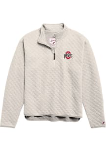 Womens Ivory Ohio State Buckeyes Highland Quilted Qtr Zip