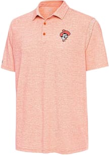 Antigua Oklahoma State Cowboys Mens Orange Distressed Stripe Short Sleeve Polo
