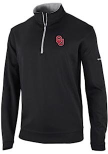 Columbia Oklahoma Sooners Mens Black Heat Seal Omni Wick Wickhams Hills Long Sleeve Qtr Zip Pullov..