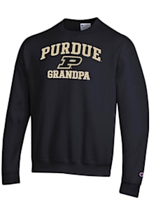 Champion Purdue Boilermakers Mens Black Grandpa Powerblend Long Sleeve Crew Sweatshirt