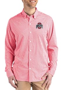 Cutter and Buck Ohio State Buckeyes Mens Red Skyline Long Sleeve Dress Shirt