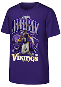 Justin Jefferson Minnesota Vikings Youth Purple Triple Pic Player Player Tee
