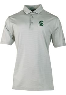 Mens Michigan State Spartans Grey Columbia Heat Seal Double Hit Short Sleeve Polo Shirt
