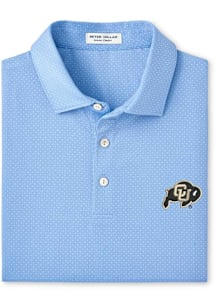 Peter Millar Colorado Buffaloes Mens Light Blue Tesseract Short Sleeve Fashion Polo