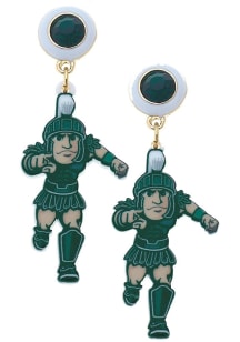 Resin Mascot Michigan State Spartans Womens Earrings - Green