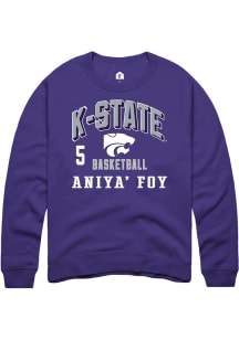 Aniya’ Foy Rally Mens Purple K-State Wildcats NIL Arch Logo Player Crew