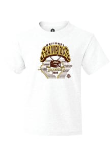 Youth Western Michigan Broncos White Rally NIL 2025 National Champions Full Roster Short Sleeve T-..