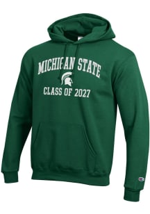 Mens Michigan State Spartans Green Champion Font Class of 2027 Powerblend Hooded Sweatshirt
