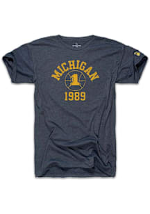 The Mitten State Michigan Wolverines Navy Blue 80s Basketball Short Sleeve Fashion T Shirt