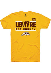 Tristan Lemyre Rally Mens Gold Western Michigan Broncos NIL Stacked Box Player T Shirt