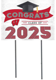 White Wisconsin Badgers Class of 2025 graduation graphic Yard Sign