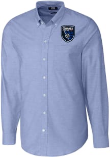 Cutter and Buck San Jose Earthquakes Mens Light Blue Stretch Oxford Big and Tall Dress Shirt