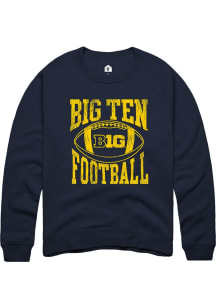 Mens Big Ten Navy Blue Rally Football Arch Crew Sweatshirt