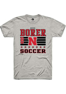 Reese Borer Rally Mens Ash Nebraska Cornhuskers NIL Striped Player T Shirt