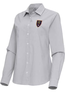 Antigua Real Salt Lake Womens Porter Long Sleeve Ash Dress Shirt