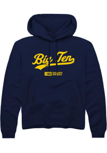 Mens Big Ten Navy Blue Rally Script Hooded Sweatshirt