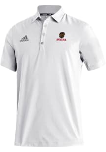 Mens Indiana Hoosiers White Adidas Embroidered Hoosier The Bison Short Sleeve Polo Shirt