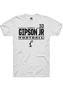 Darrell Gipson Jr Cincinnati Bearcats White Football NIL Stacked Box Short Sleeve Player T Shirt