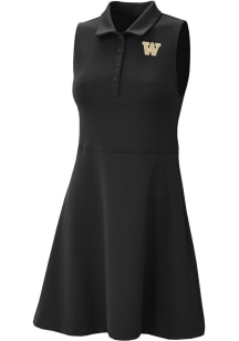 Womens Washington Huskies Black Columbia Heat Seal Match Short Sleeve Dress