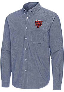 Antigua Chicago Bears Mens Navy Blue Alternate Porter Long Sleeve Dress Shirt