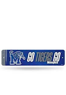 Memphis Tigers Go Tigers Go 4x15 Metal Street Sign - Silver
