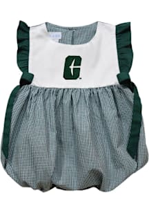 Vive La Fete UNCC 49ers Baby Girls Green Gingham Bubble Short Sleeve Dress