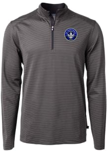 Cutter and Buck Montreal Impact Mens Black Virtue Eco Pique Micro Stripe Long Sleeve Qtr Zip Pullo..