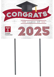 Temple Owls KH Sports Fan 18x24 Yard Sign with Stakes Class of 2025 Yard Sign - White