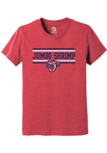 Summit Sportswear Jacksonville Jumbo Shrimp Youth Red Double Bars Short Sleeve T-Shirt