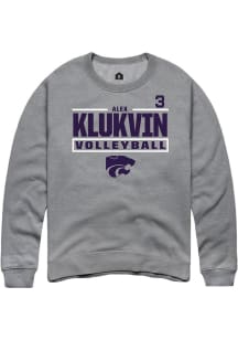 Alex Klukvin Rally Mens Graphite K-State Wildcats NIL Stacked Box Player Crew