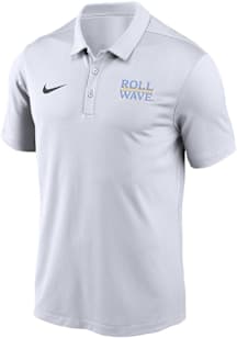 Nike Tulane Green Wave Mens White Wordmark Victory Short Sleeve Polo