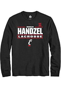 Morgan Handzel Cincinnati Bearcats Black NIL Stacked Box Long Sleeve Player T Shirt