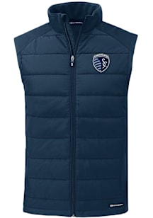 Cutter and Buck Sporting Kansas City Mens Navy Blue Evoke Sleeveless Jacket
