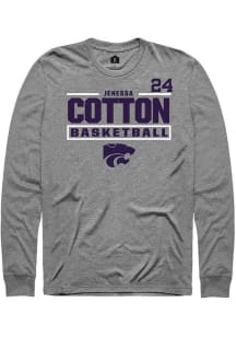 Jenessa Cotton Mens Graphite K-State Wildcats NIL Stacked Box Long Sleeve Player T Shirt