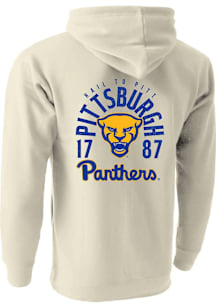 Pitt Panthers Mens Oatmeal Mascot Overlay Long Sleeve Hoodie