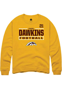 Chase Dawkins Western Michigan Broncos Mens Gold Football NIL Stacked Box Player Crew